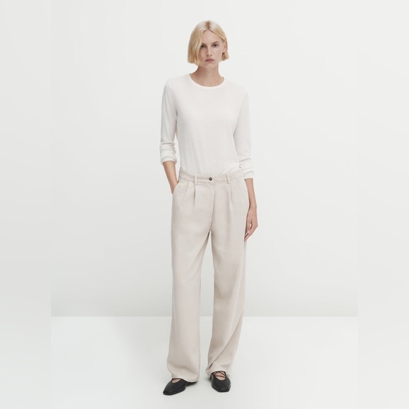 Zara Pants - Zara Neutral Lyocell Wide Leg Trouser Pant